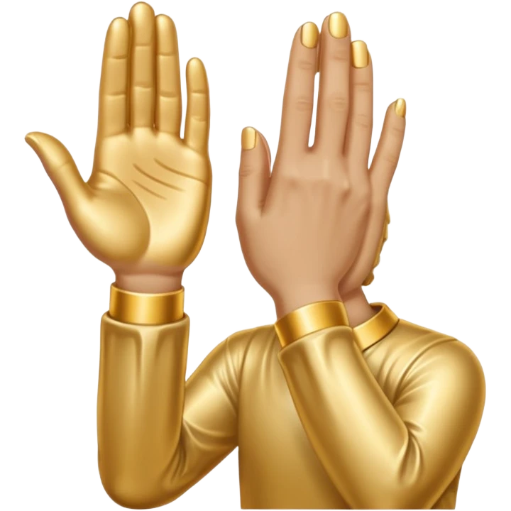 Emoji-style praying metallic hands, realistic proportions, clean outlines emoji