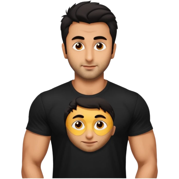 ipretty bratz emoji of ranbir kapoor wearing a black tee, muscular emoji