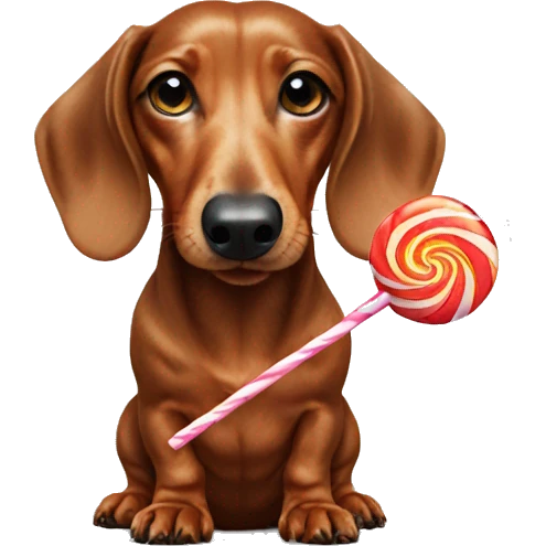 dachshund wearing sock and eating a lollipop  emoji