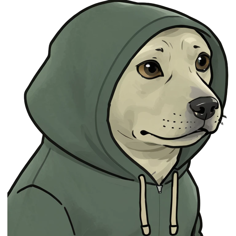 Dog wearing hoodie emoji