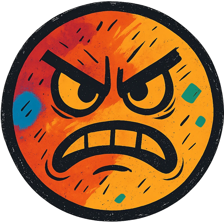 ugly rage emoji with messy colors and rough lines emoji
