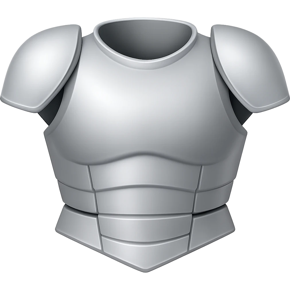 Remove the helmet and show only the silver platebody torso armor. The armor should be very light silver with no gold. The style should resemble emoji style with a transparent background. emoji