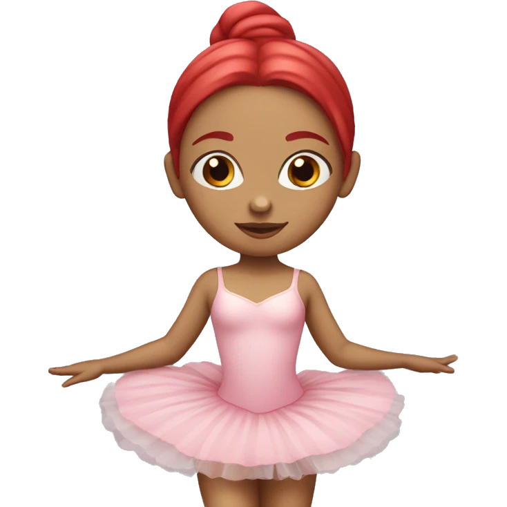 White skin ballerina with pink dress and red hair emoji