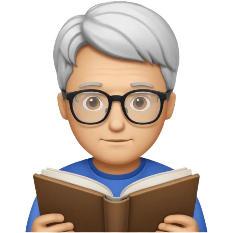sigma male with nerdy glasses, reading a book emoji