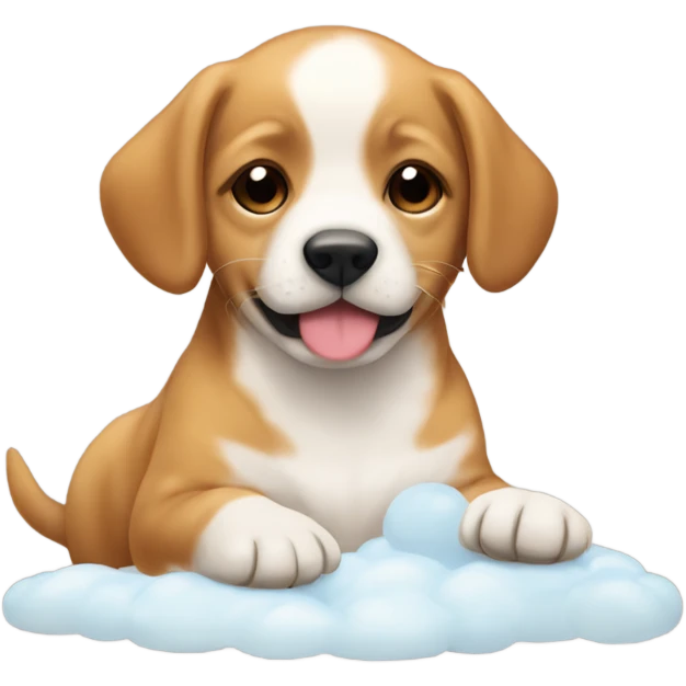 Puppy dreaming of food every night thought bubble emoji