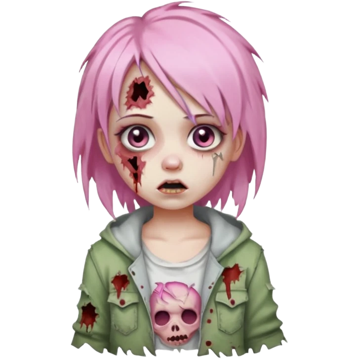 girl zombie with baby pink hair emoji