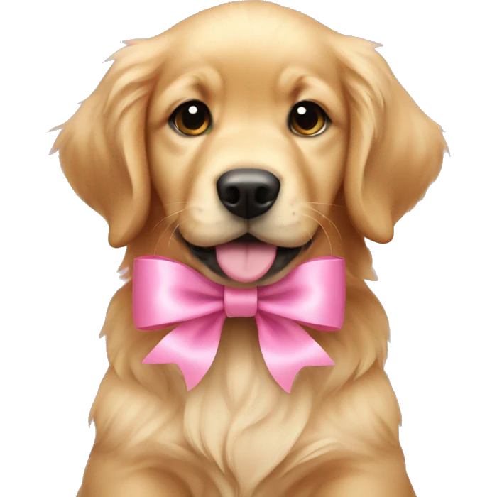 puppy golden retriever with pink bow emoji
