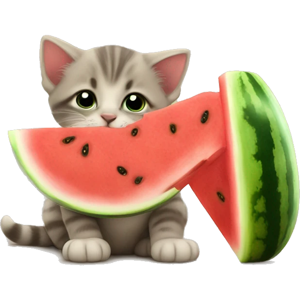 Kittens, eating watermelon ￼ emoji