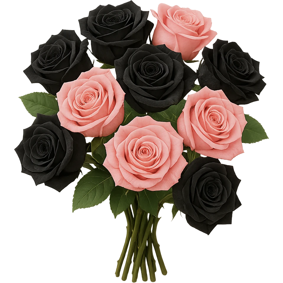 bouquet of black and pink roses , remove background emoji