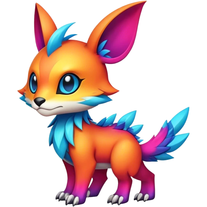 Cute cool edgy colorful fantasy animal hybrid Fakemon full body emoji