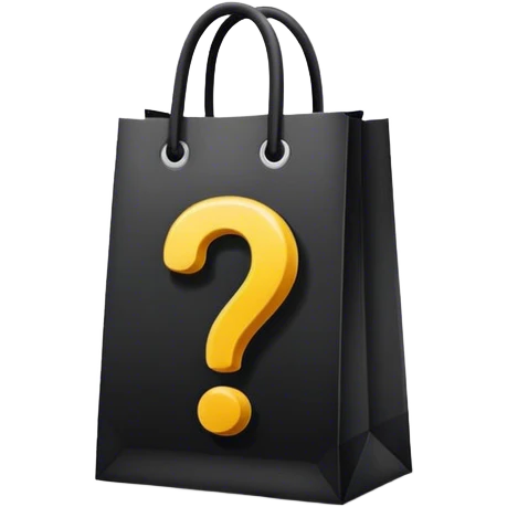 black goodiebag with questions mark stuffed in it  emoji