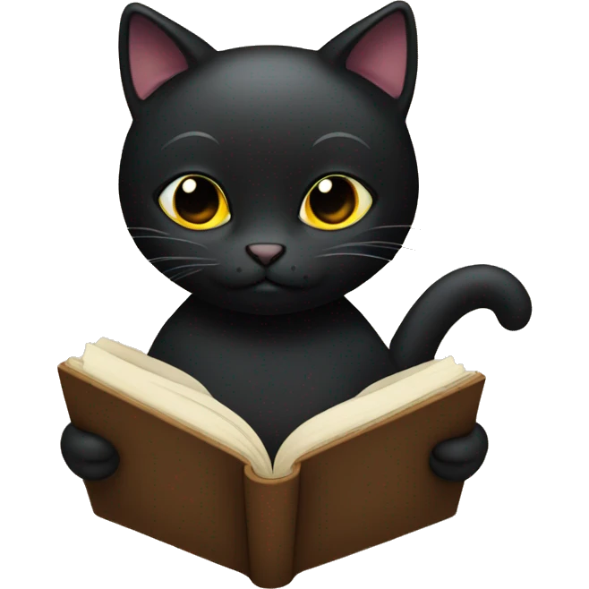 A black cat reading a book emoji