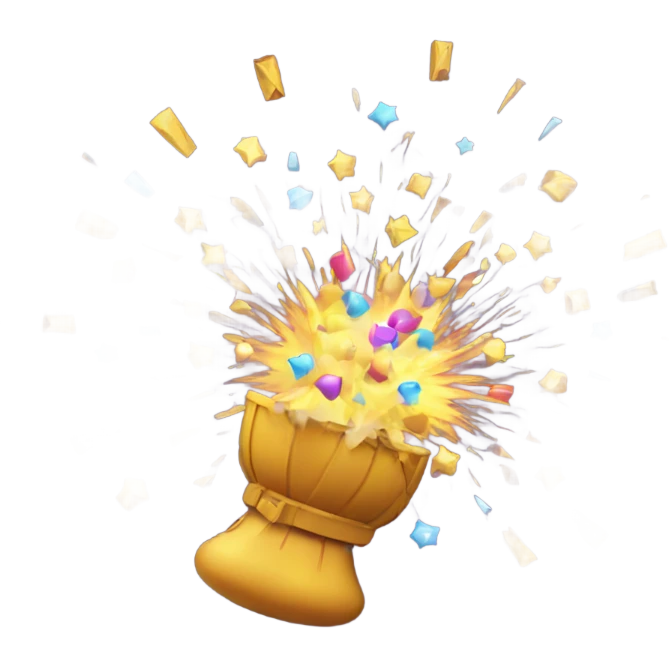 Exploding text of Happy New Year emoji