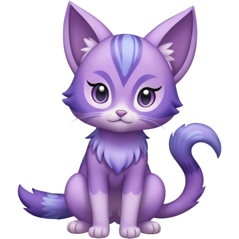 Soft Lavender-Lilac Pastel-Dew Glossy Gentle Small Meloetta-Purrloin-hybrid-creature (full body) emoji
