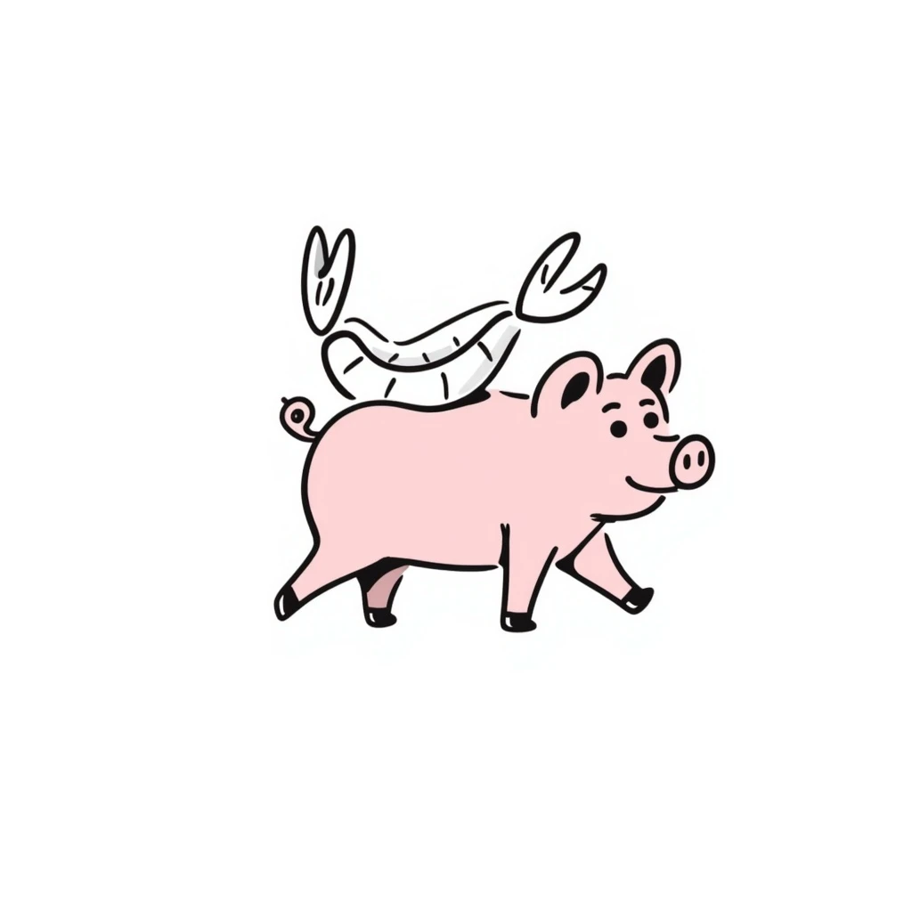 A pig with a shrimp on its back emoji