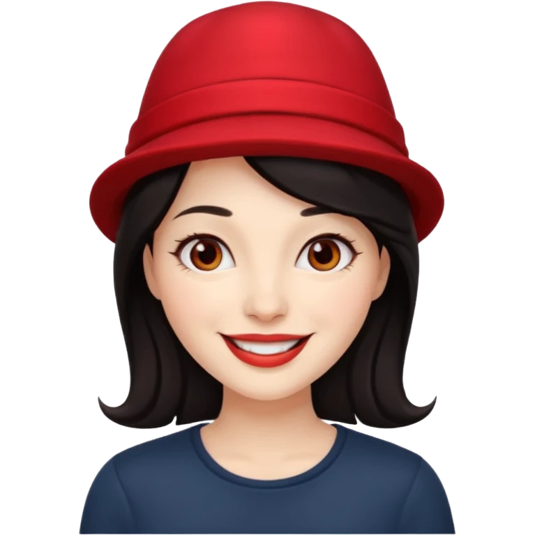 dark haired woman with red hat emoji