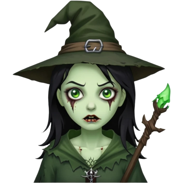 black hair zombie witch emoji