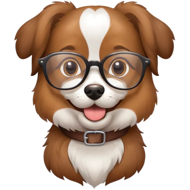 dog wearing glasses with a sweet smile emoji