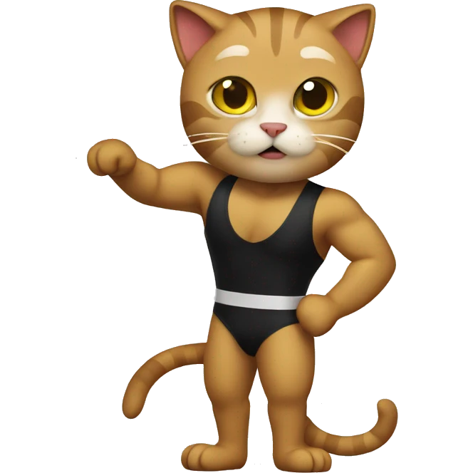cat dressed as a professional wrestle emoji