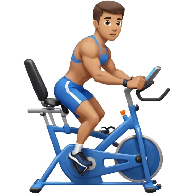 buff guy blue shorts stationary bike emoji