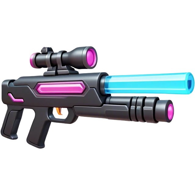 Clash of Clans aesthetic: Cinematic Playful Laser Rifle Emoji, rendered in a 3D vector-style similar to standard emojis with minimal shading and bold, simplified shapes. A compact, sleek energy weapon with futuristic contours and a glowing barrel, softly glowing with a sci-fi battle charm. Simplified yet unmistakably iconic, highly detailed and consistent, glowing with a soft pulsating radiance and high shine. Stylized with a touch of cosmic engineering and a soft glowing outline, capturing the essence of a cutting-edge energy armament with a playful, dynamic aura! emoji