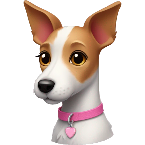  AI-generated sticker of a mini fox terrier with a pink collar, inspired by the style of “Lady and the Tramp.” emoji