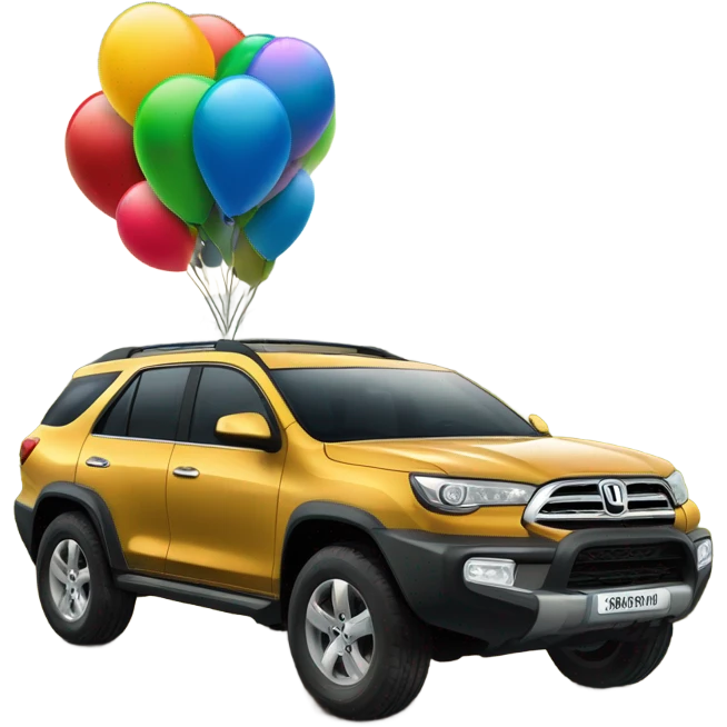 A SUV aventureira explora montanhas e florestas com um globo terrestre ao fundo e um carro em movimento na frente. emoji