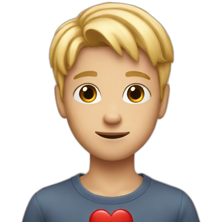 blond Boy with heart hand emoji