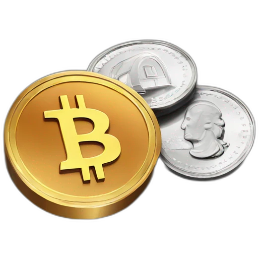 a coin made up of half bitcoin and a cent emoji