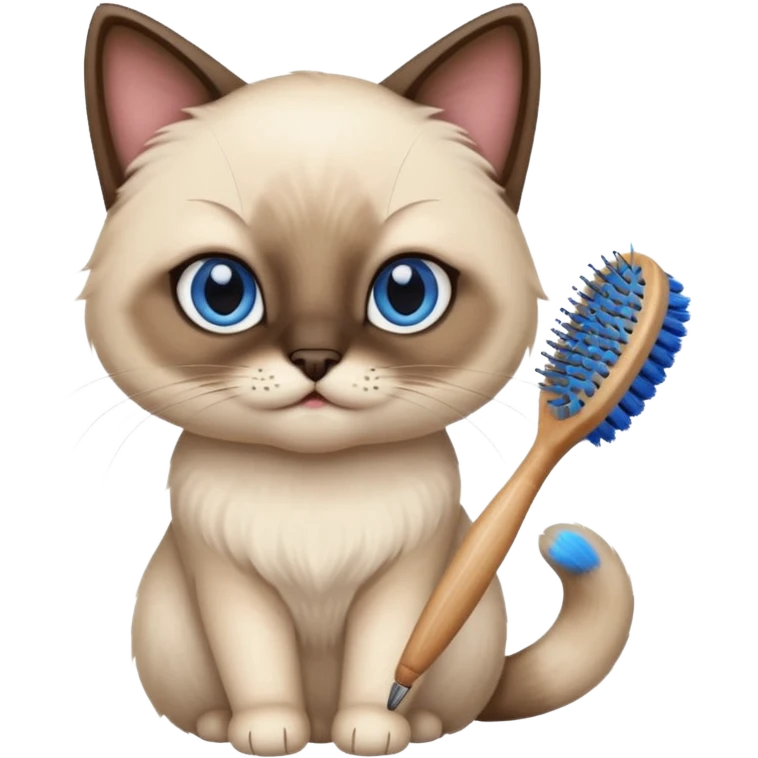 cute siamese cat, hair brush emoji