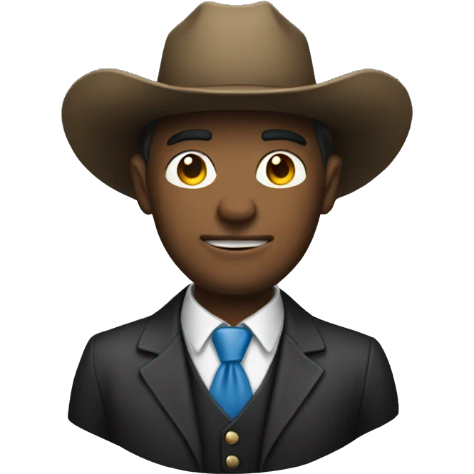 Man in a suit with a cowboy hat emoji