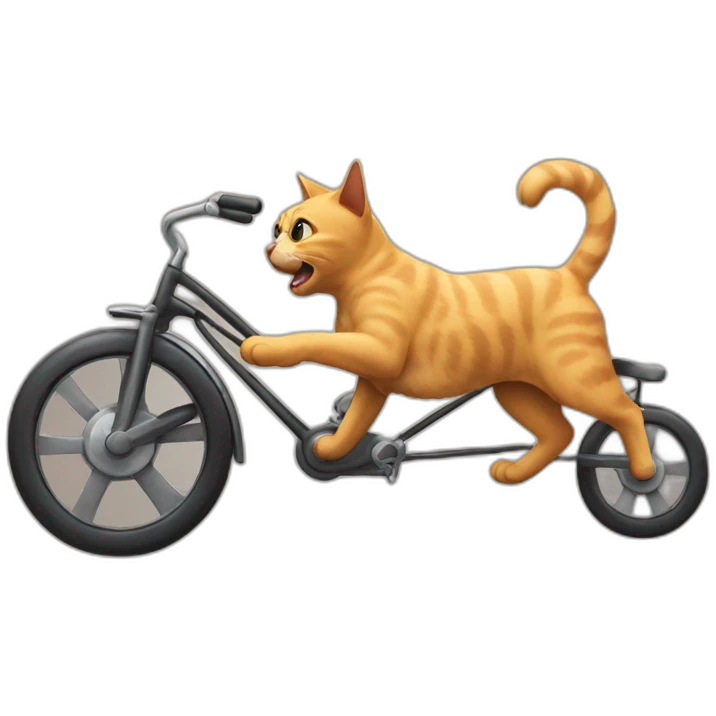 cat on wheel chasing a dog emoji