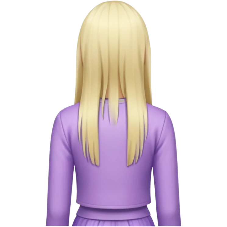 back view of a person, blonde with long straight hair, wearing pastel purple clothes, variation 3 emoji