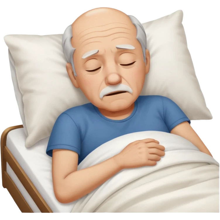 sleepy old man lying down on bed emoji