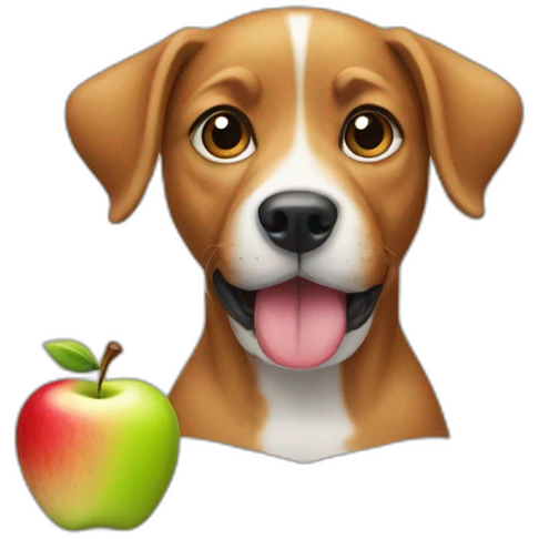 dog york with apple emoji