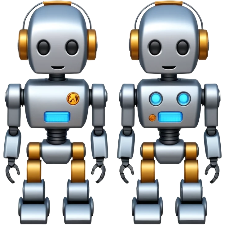 create a realistic emoji showing logistic robots and KI emoji