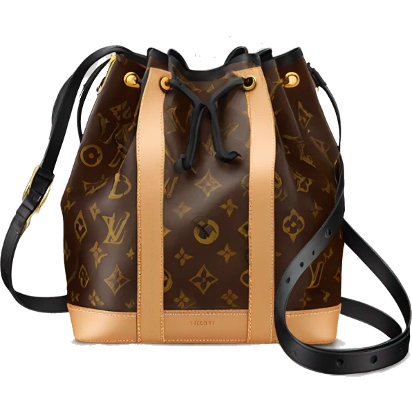 Brown Louis Vuitton neo noe bag with black strap emoji