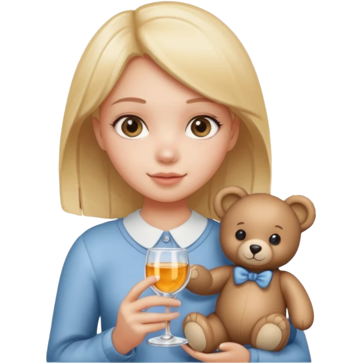 glass girl with single teddy bear emoji