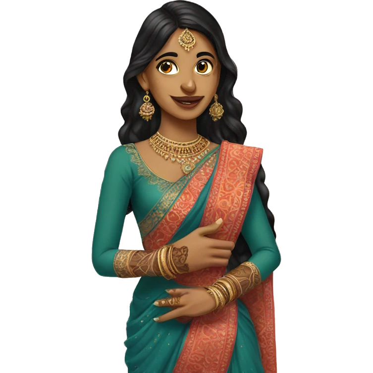 A indian desi girl with mehandi on her hand emoji