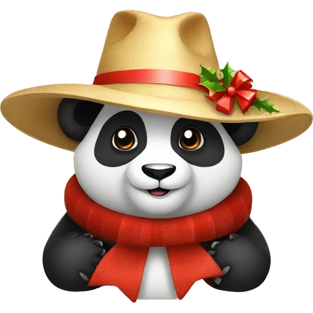 Panda con sombrero de navidad emoji
