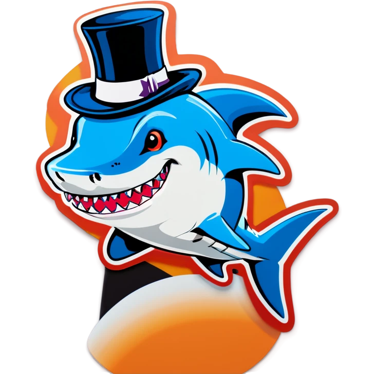 Shark with a top hat emoji