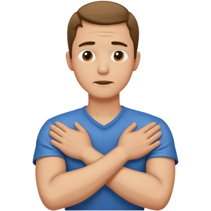 man choking himself emote both hands around neck arms crosse emoji
