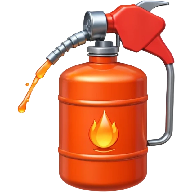 simple red gasoline canister plain dispensing orange drops of fuel emoji