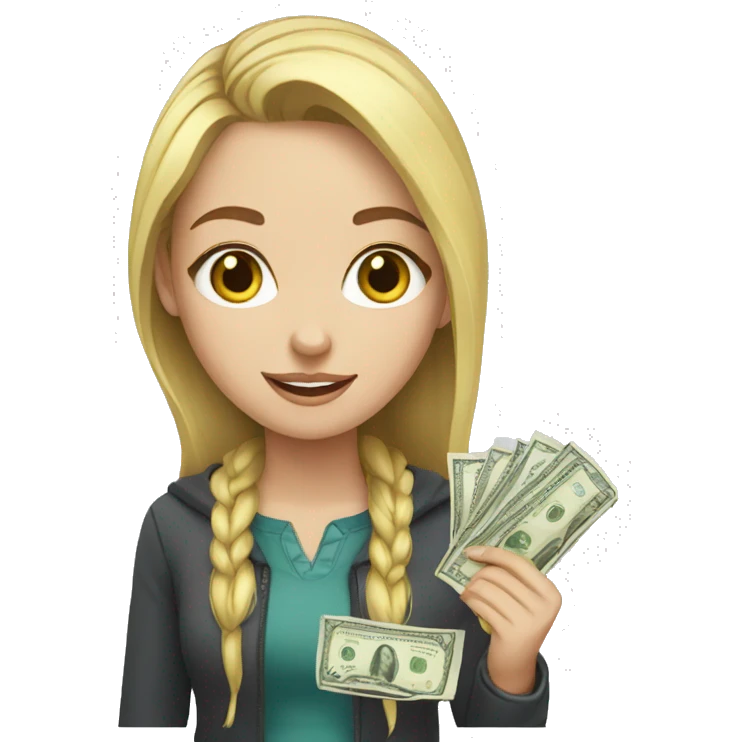 white girl paying money emoji
