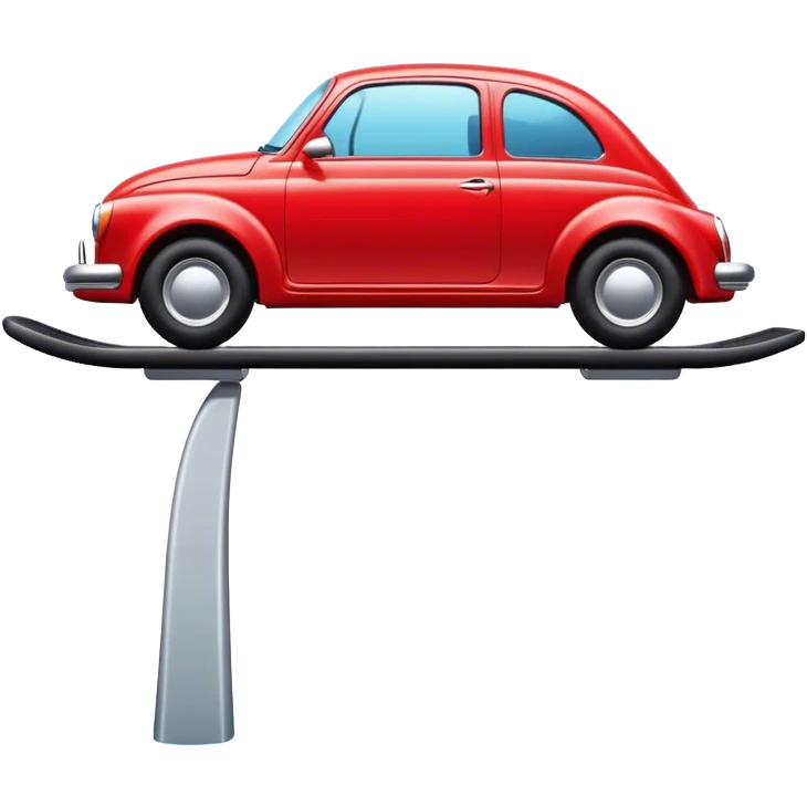 Red car jumped from the springboard emoji