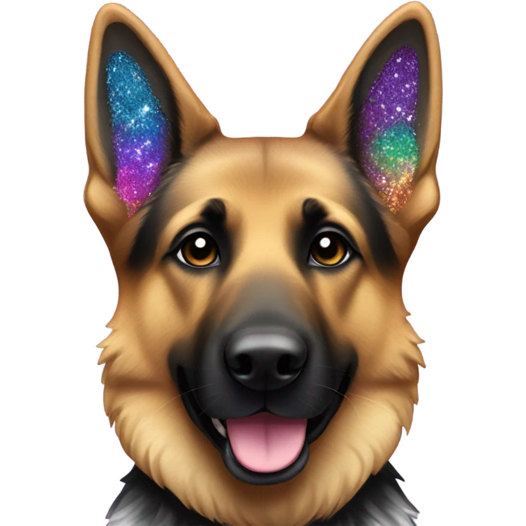German shepherd all black face and rainbow glitter fur emoji