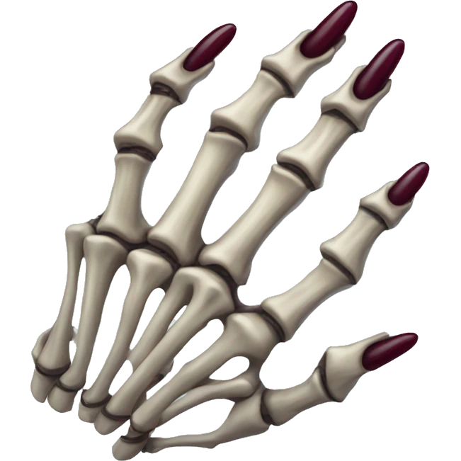 skeleton hand with long maroon nails and rings  emoji