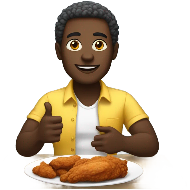 Dark man eating chicken emoji