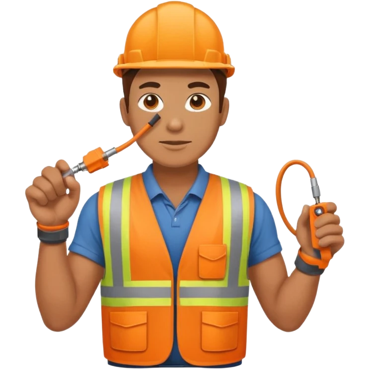 Electrician + cable coil + orange vest, Repair Crew. emoji