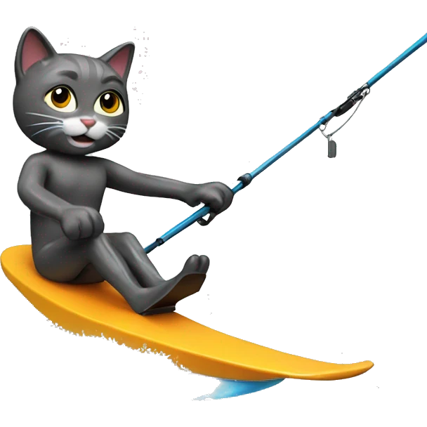Cat waterskiing emoji